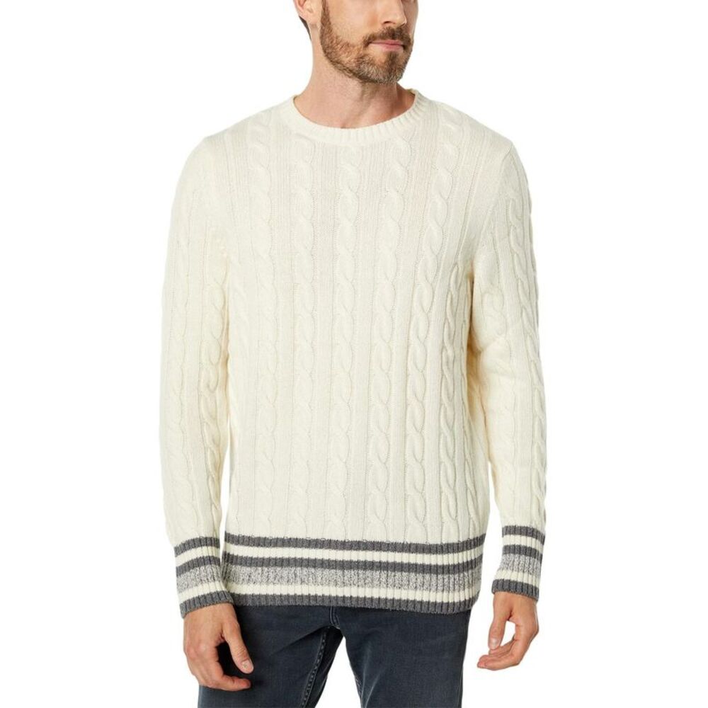 Benson Mens Aspen Wool Cable-Knit Sweater Medium Cream - NWT $245